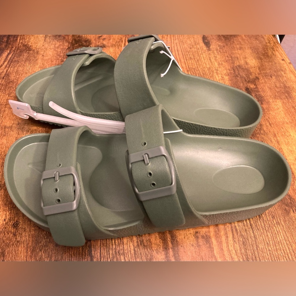 Women's Neida EVA Two Band Footbed Slide Sandals - Shade & Shore™ Olive Green 7 - Picture 4 of 6